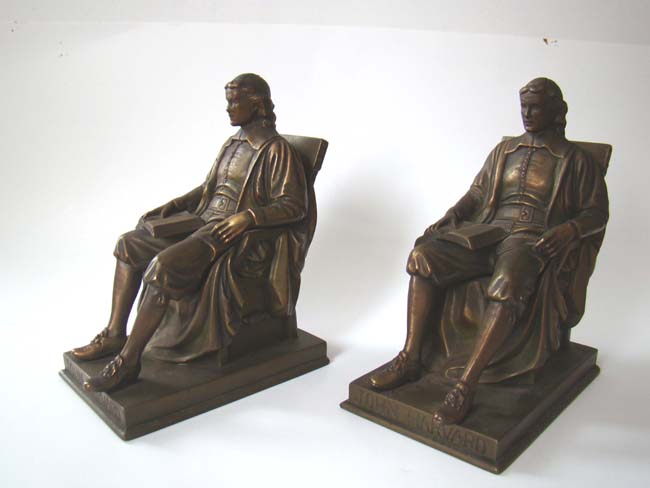 A fabulous pair of vintage JOHN HARVARD bookends made by Jennings Brothers circa 1930
